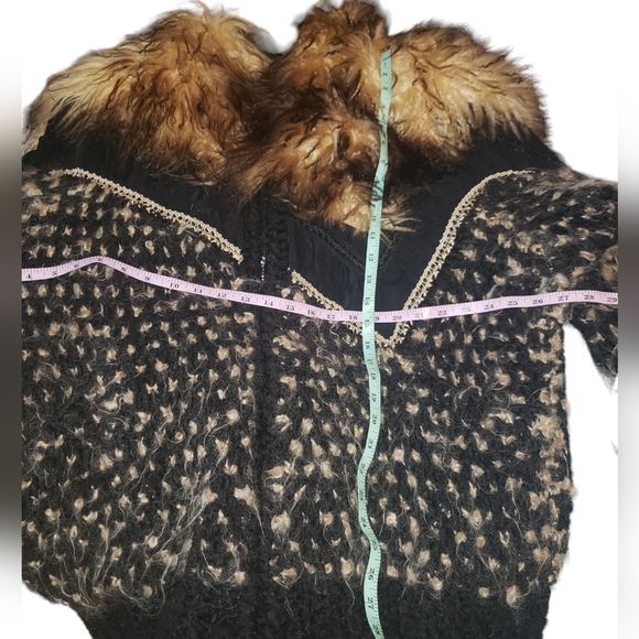 NORMA Canada Vintage 1980's Fur Patchwork Art Knit Sweater Jacket mixed media - Picture 3 of 12